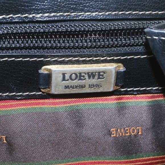 LOEWE Twist handle Velazquez Hand Bag Leather 2way Black Brown Auth am2237g - Picture 9 of 10